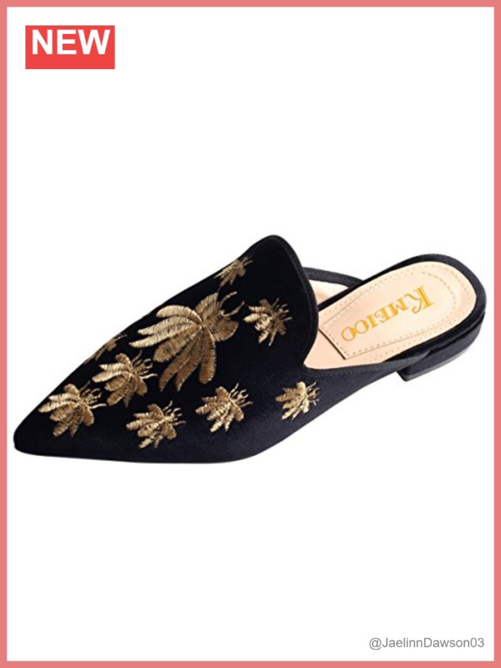 Embroidery Velvet Mule Shoes Women Backless Slip On Loafers Pointed Toe Flats